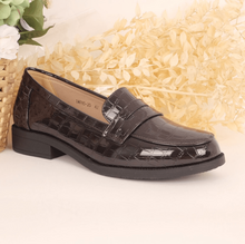 Mocassins cuir synthétique avec imprimé croco verni grande taille 41-44