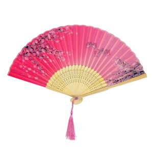 Éventail pliant en bambou raffiné à motif fleur et papillons