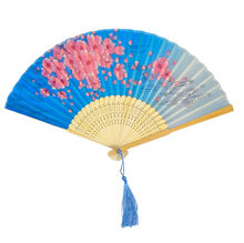 Éventail pliant en bambou raffiné à motif fleur et papillons