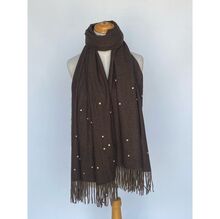 Écharpe à franges sublimée par une incrustation de petits strass