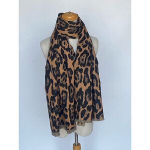 Écharpe en viscose laine à motif léopard intégral avec strass