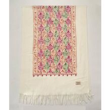 Écharpe épaisse à franges avec broderies florales multicolores