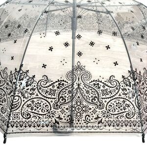 Parapluie transparent paré par un motif cachemire noir raffiné