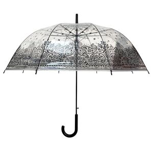 Parapluie transparent paré par un motif cachemire noir raffiné