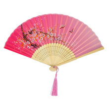 Éventail pliant en bambou raffiné à motif fleur et papillons