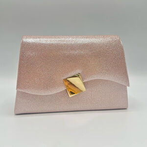 Pochette pailletée avec rabat asymétrique à fermoir doré géométrique