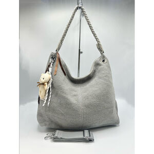 Sac à main de style hobo en toile texturée avec anse tressée