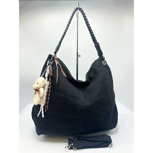 Sac à main de style hobo en toile texturée avec anse tressée