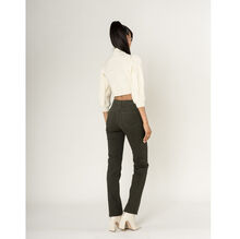 Pantalon regular/droit en coton stretch avec taille haute