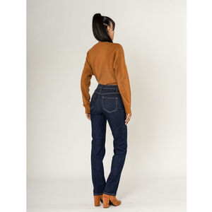 Pantalon regular/droit en coton stretch avec taille haute