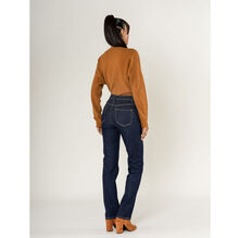 Pantalon regular/droit en coton stretch avec taille haute