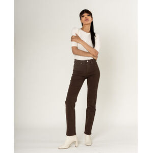 Pantalon regular/droit en coton stretch avec taille haute