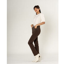 Pantalon regular/droit en coton stretch avec taille haute