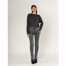 Pantalon regular/droit en coton stretch avec taille haute