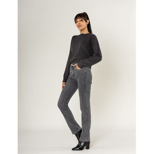 Pantalon regular/droit en coton stretch avec taille haute