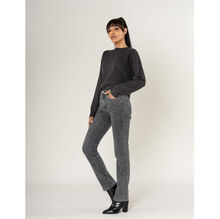 Pantalon regular/droit en coton stretch avec taille haute