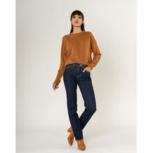 Pantalon regular/droit en coton stretch avec taille haute