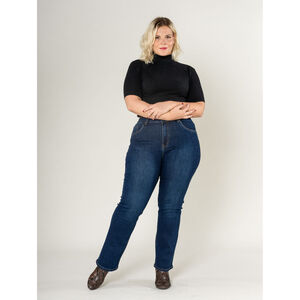 Jean coton stretch pour grande taille en coupe droite et haute
