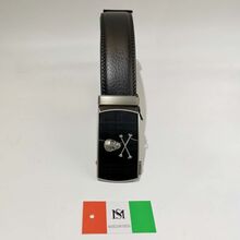 Ceinture automatique en cuir de vachette à boucle tête de mort
