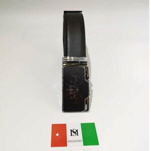 Ceinture automatique en cuir de vachette à boucle motif mystérieux