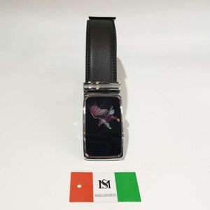 Ceinture automatique en cuir de vachette à boucle ornée d’un aigle