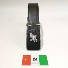 Ceinture automatique en cuir de vachette à boucle décor aigle