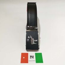 Ceinture automatique en cuir de vachette à boucle décor élan