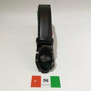 Ceinture automatique en cuir de vachette à boucle ovale tête de mort