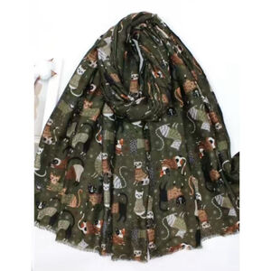 Écharpe automne à motif de chats multicolores - 3 pièces