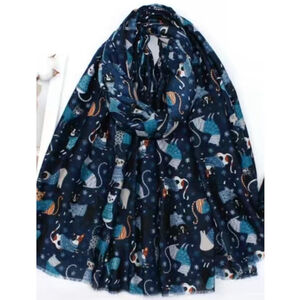 Écharpe automne à motif de chats multicolores - 3 pièces