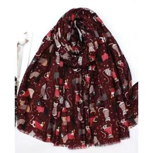 Écharpe automne à motif de chats multicolores - 3 pièces