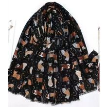 Écharpe automne à motif de chats multicolores - 3 pièces