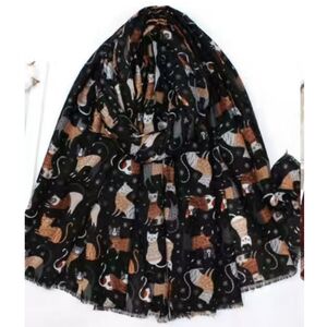 Écharpe automne à motif de chats multicolores - 12 pièces