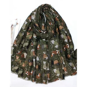 Écharpe automne à motif de chats multicolores - 12 pièces