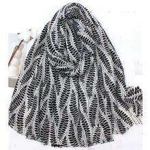 Écharpe automne à imprimée à feuilles avec dorure - 12 pièces