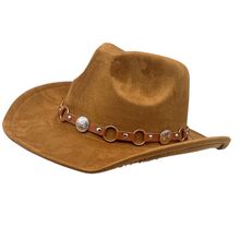 Chapeau de style fedora-cowboy avec bandeau en simili et conchos