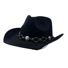 Chapeau de style fedora-cowboy avec bandeau en simili et conchos