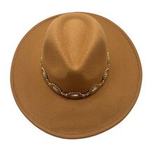 Chapeau fedora uni à bandeau de chaîne doré avec des médaillons