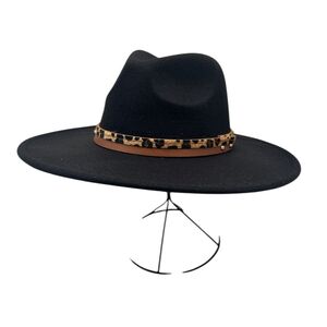 Chapeau fedora uni avec bandeau à motif animalier de léopard