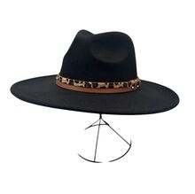 Chapeau fedora uni avec bandeau à motif animalier de léopard