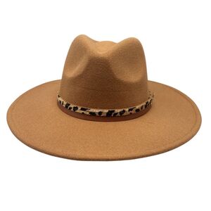 Chapeau fedora uni avec bandeau à motif animalier de léopard