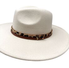 Chapeau fedora uni avec bandeau à motif animalier de léopard