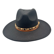 Chapeau fedora uni avec bandeau à motif animalier de léopard