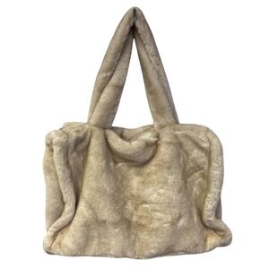 Sac cabas zippé de forme rectangulaire en fausse fourrure