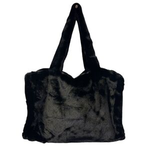 Sac cabas zippé de forme rectangulaire en fausse fourrure