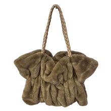 Sac à main effet froncé en fausse fourrure avec anses tressées