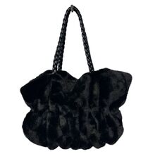 Sac à main effet froncé en fausse fourrure avec anses tressées