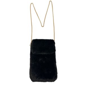 Petite pochette pour téléphone en fausse fourrure à bandoulière chaîne