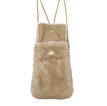 Petite pochette pour téléphone en fausse fourrure à bandoulière chaîne