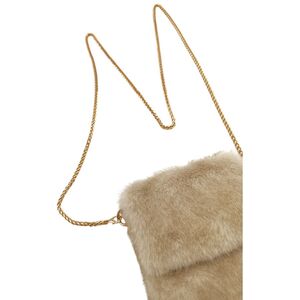 Petite pochette pour téléphone en fausse fourrure à bandoulière chaîne